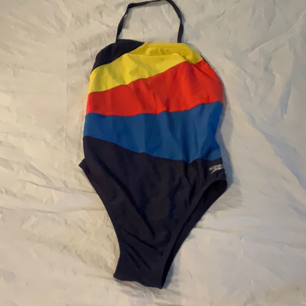Speedo Yellow and Red One Piece Swimwear Sporty Design